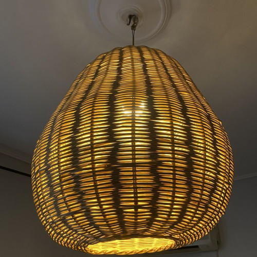 Bamboo Ceiling Light like new, large handmade quality