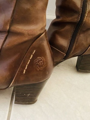 Marco Tozzi leather boots used, brown women's size 37