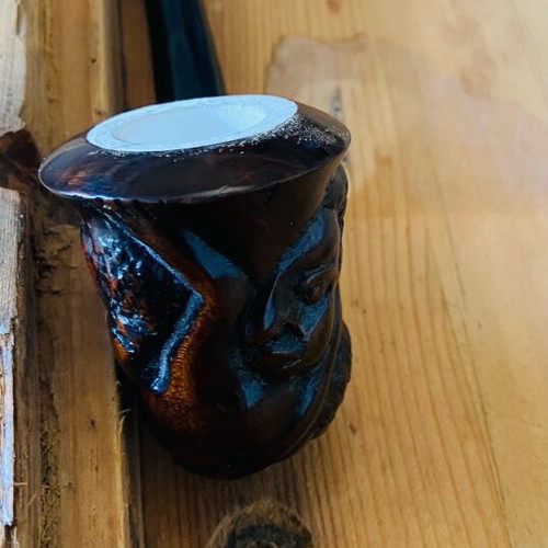 KIKO carved pipe new from Tanzania with white elephant detail