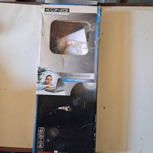 König PS2 Mini KVM Switch VGA 2-Port new with cables and box