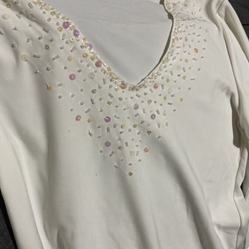 Vintage white blouse with embroidered beads like new
