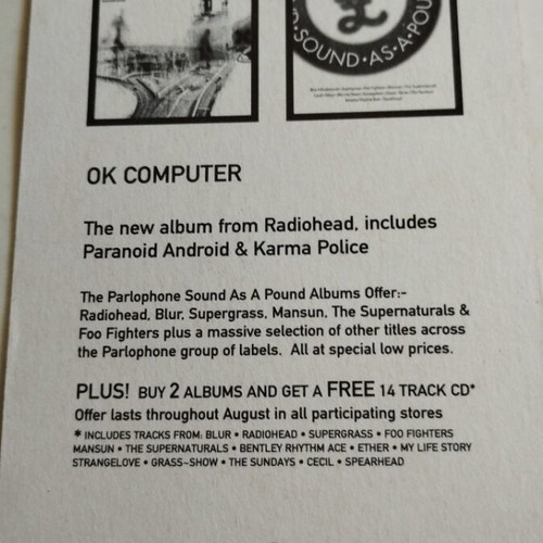 Radiohead Ok Computer Promo Card like new