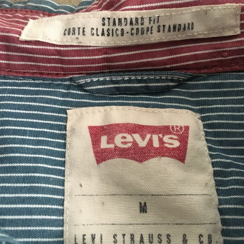 Levi's vintage shirt, M, blue and white striped, 100% cotton