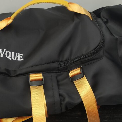 Barrel backpack, black and yellow