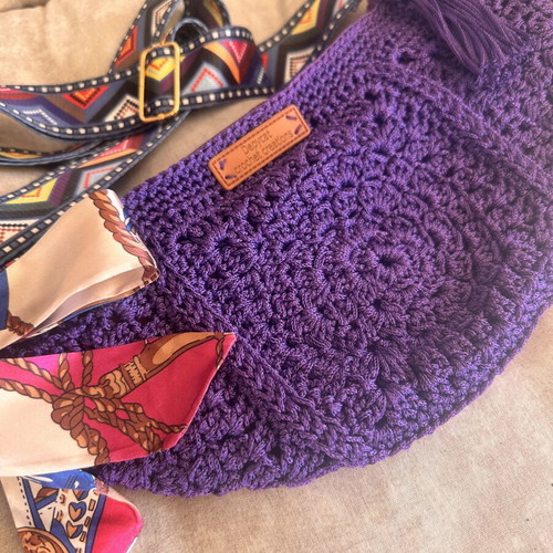 Handmade Crochet Crossbody Bag in Purple