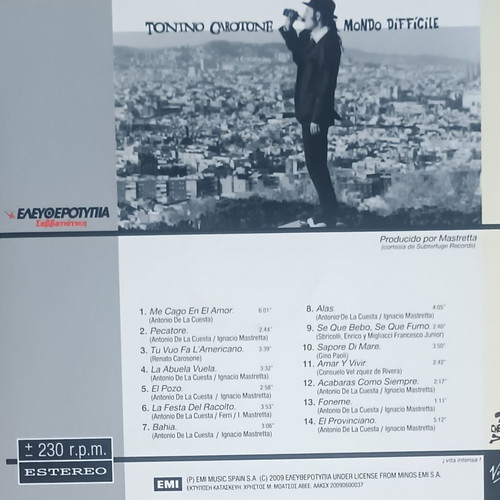 Tonino Carotone Mondo Difficile CD used, rock