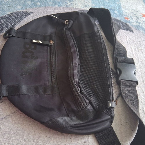 BodyTalk waist bag used, black fabric with multiple pockets