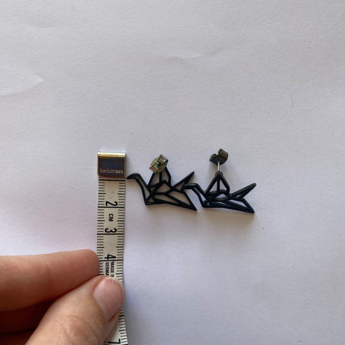 Origami earrings with swan used, black