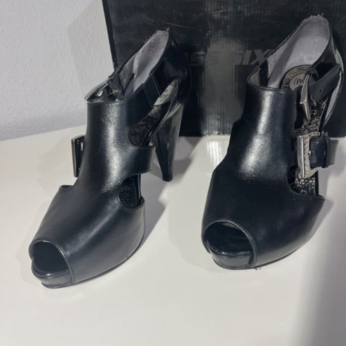 Miss Sixty black high-heeled shoes used, size 39, open sides and front