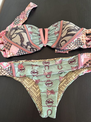 Maaji strapless women's swimsuit size small, like new, pink and green