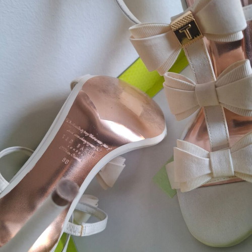 Ted Baker cream sandals with bows, size 38