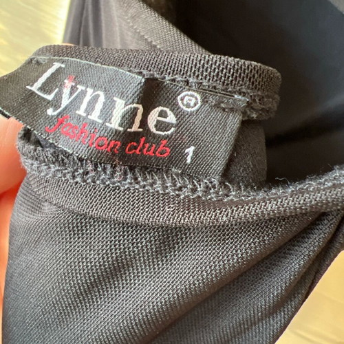 Black asymmetrical Lynne dress like new with rhinestones on straps