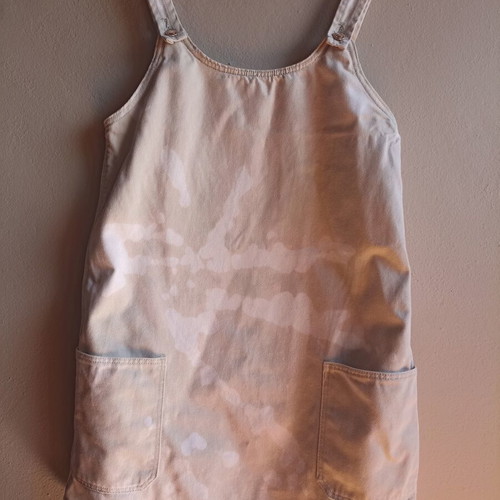 Bershka cotton denim pinafore mini dress, tie dye, mint and white