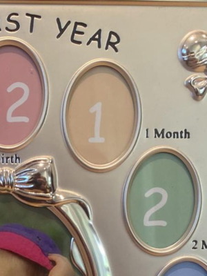 Silver My First Year photo frame for babies