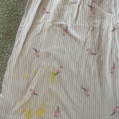Girls' dress used 4-5 years old, pink with yellow stain
