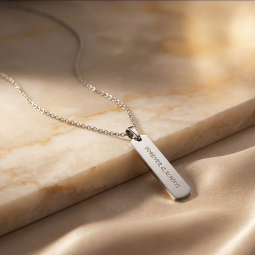 Men's necklace with vertical pendant stainless steel new