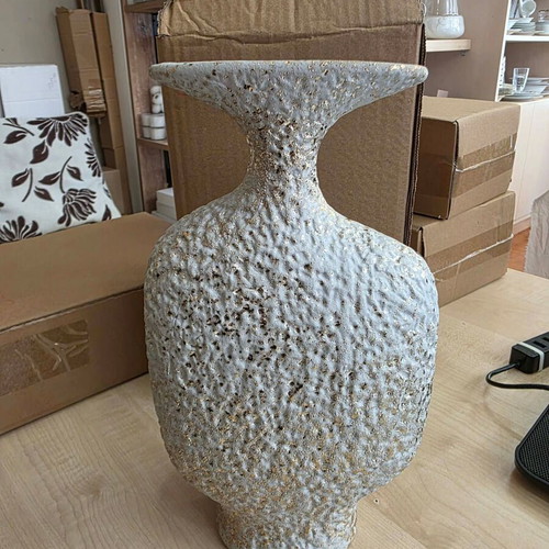 Ceramic vase sagre bronze 17x8.5x30 cm new