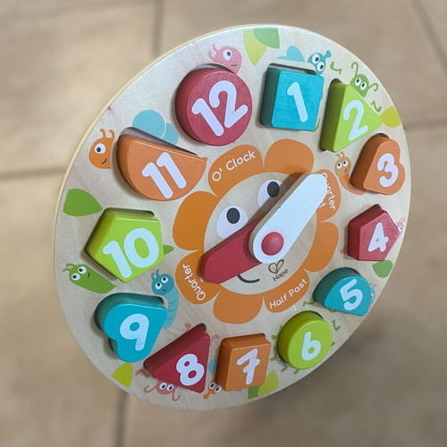 Hape wooden kids puzzle clock like new