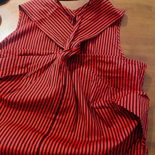3-1 Fillip Lim shirt with unique back tie, like new, black and red