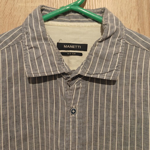 Manetti Slim Fit striped shirt used, blue and white, size M