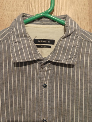 Manetti Slim Fit striped shirt used, blue and white, size M