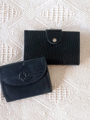 Vintage black leather wallets used, pack of 2, Anne Klein