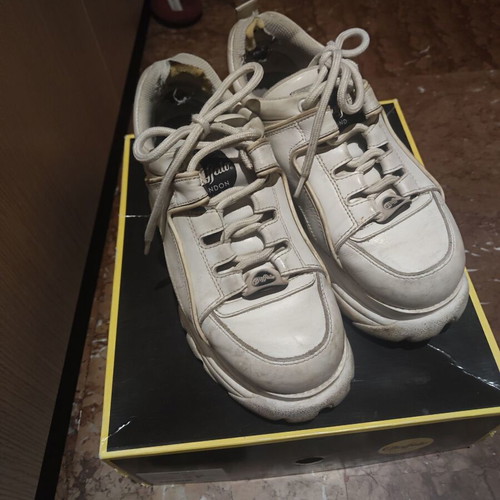 Buffalo platform shoes used, white, size 38