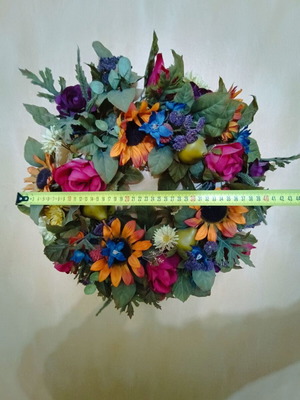 Wreath with flowers and fruits like new, very large