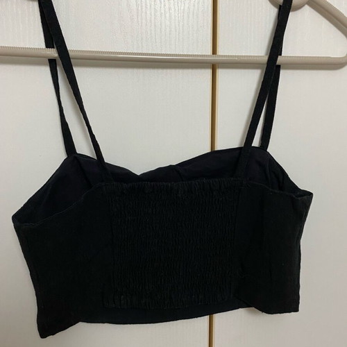 Linen crop top Stradivarius black like new, size S