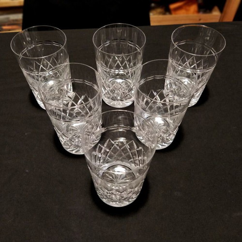 Crystal water glasses used, set of 6