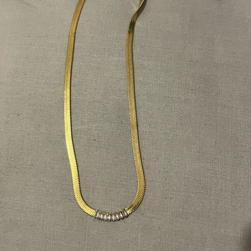 Visetti stainless steel necklace like new, snake chain with stones gold