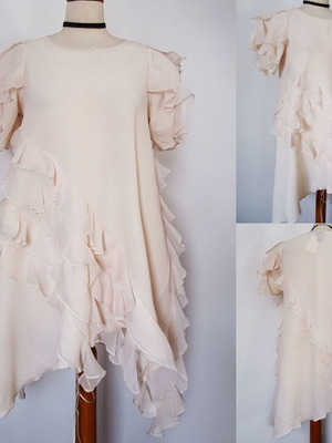 Chiffon dress new with ruffle details, classic salmon, size 38, H&M