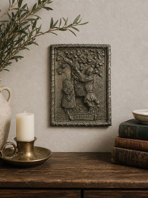 Decorative Tin Relief Painting from 1960s with Autumn Scene