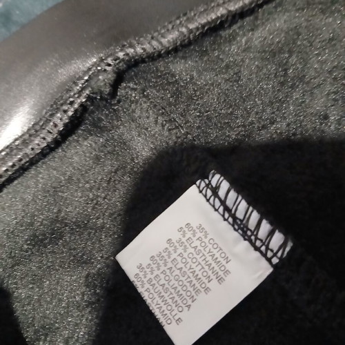 Leather-look leggings with winter lining, black