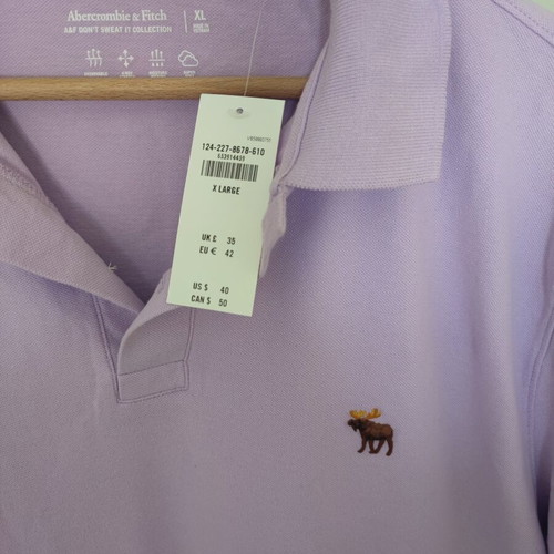 Abercrombie & Fitch men's polo shirt new, lilac color, XL
