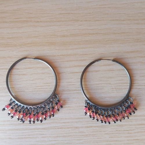 Hoop earrings used, multicolor, diameter 4cm, length 6cm