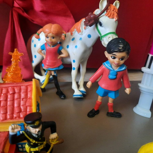 Pippi Longstocking figures used, set of 4, 1980s vintage