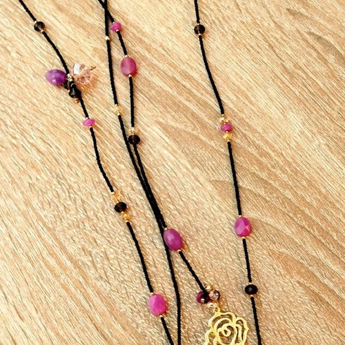 Long women's necklace like new, gold-plated silver multicolor