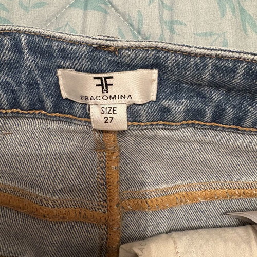 Fracomina denim mini skirt with lace, blue, size S