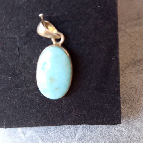 Silver pendant with larimar energy crystal new, turquoise