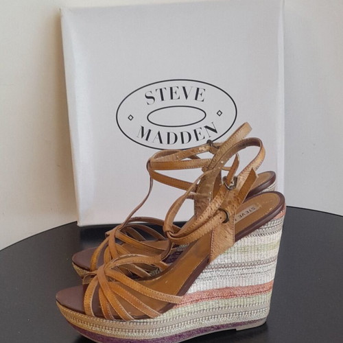 Steve Madden women's platform espadrille sandals size 39 used, tan