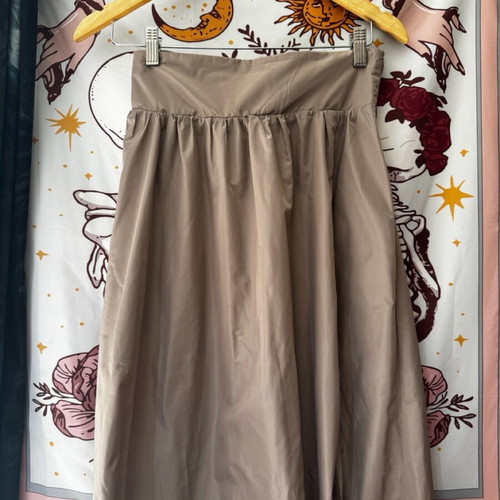 Maxi skirt Lynne new, shiny mocha with slit