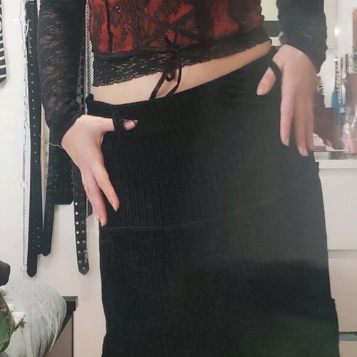 Vintage Gothic black corduroy embroidered skirt like new