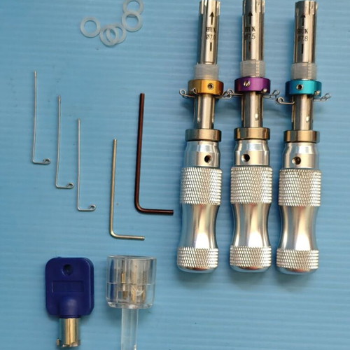Locksmith Training Kit with Transparent Cylinder and 3 Tubular Picks