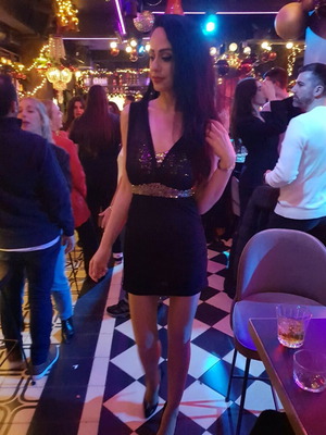 Bershka dress like new, black with gold sequins, short, XS
