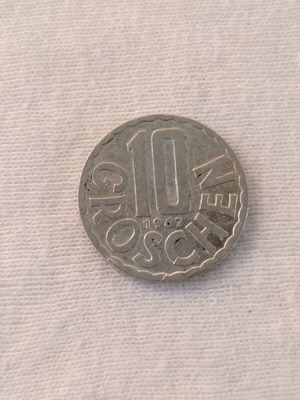 Austrian 10 Groschen coin used, aluminum 1967
