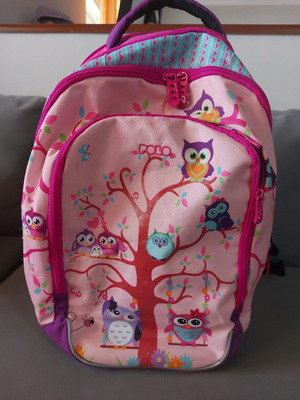 Σέτ σχολική τσάντα Polo Space Pink Owls μεταχειρισμένη με αδιάβροχο κάλυμμα και κασετίνα