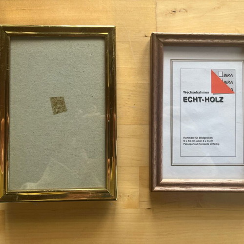 Set of small wooden and metal frames like new