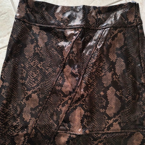 Zara skirt brown leather texture new XS with zipper