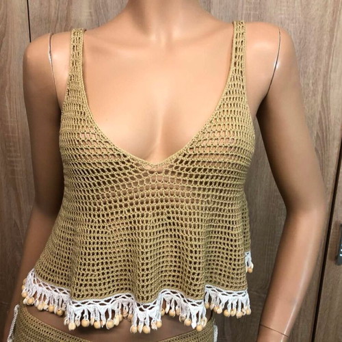 Knitted Beach Set Skirt, Top. Brand new.